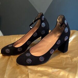 Kate Spade Black Heels with Multicolor Embellishments